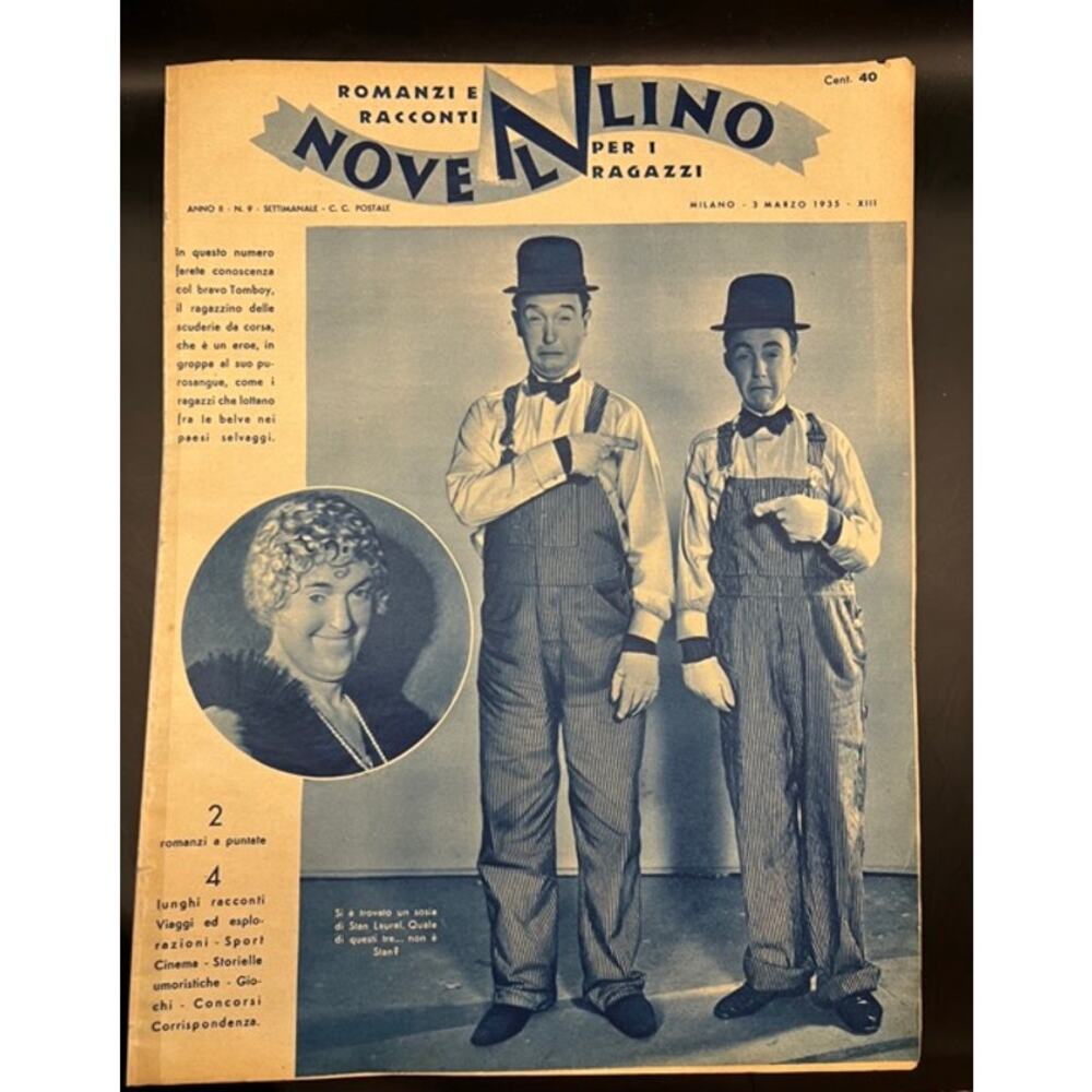RARE 1935 Italian Laurel and Hardy Magazine Stan Laurel Oliver Hardy Chaplin